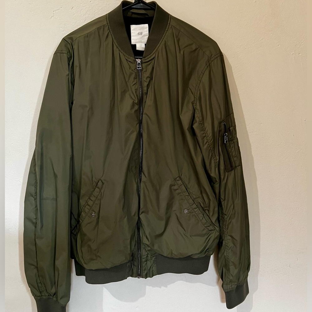 H&M Olive Green Lightweight Bomber Jacket